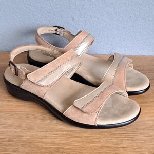 SAS Women’s 7.5 Dawn Tan Leather Nudu Slingback Comfort Sandals USA Made Shoes